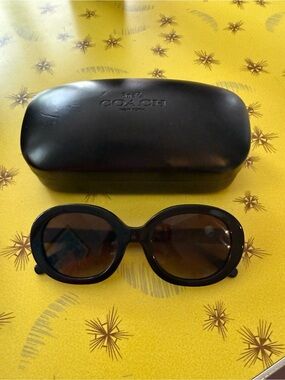 COACH Black Oval Women's Sunglasses with Case
